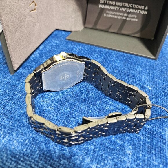 NEW Bulova Men's Modern Black Tone Gold Hands Stainless Steel Date Quartz Watch - Picture 4 of 7